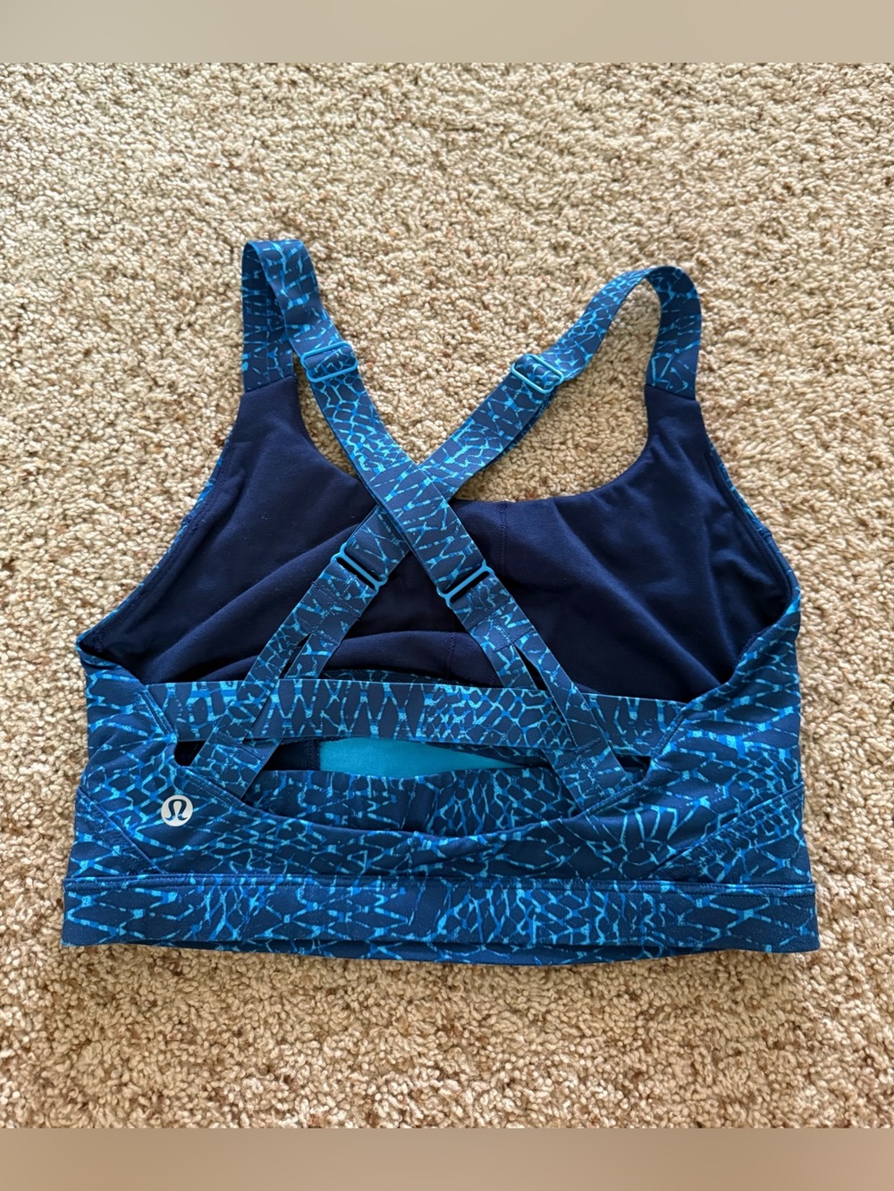 Lululemon Blue Snake Print Adjustable Sports Bra High Support Women’s